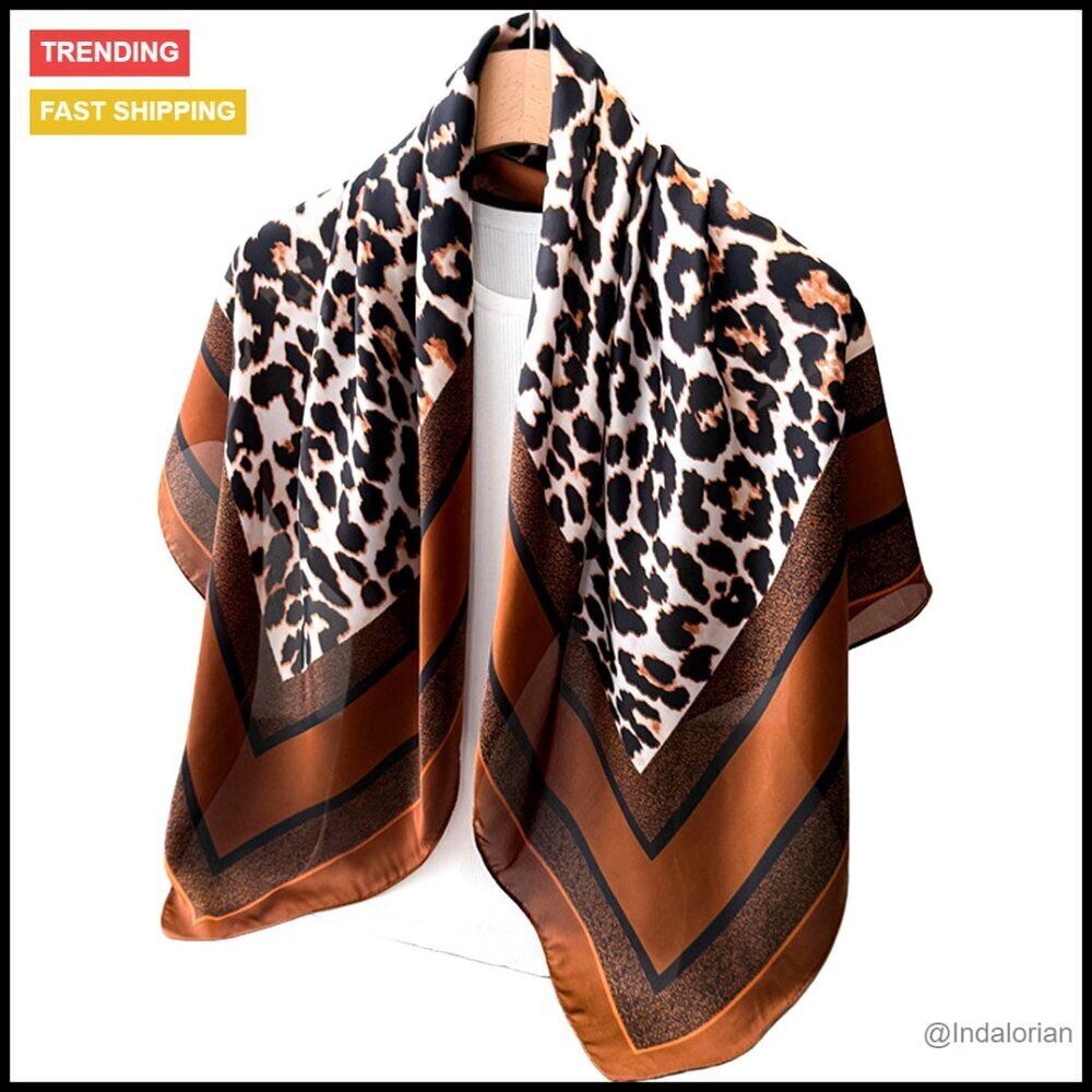 Satin Square Scarf Elegant Silk-Like Hair Wrap Neck Accessory 35 Inch
